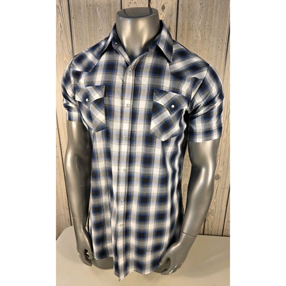 Ely Cattleman Pearl Snap Shirt Plaid Western Flannel Rodeo Mens Large Tall LT